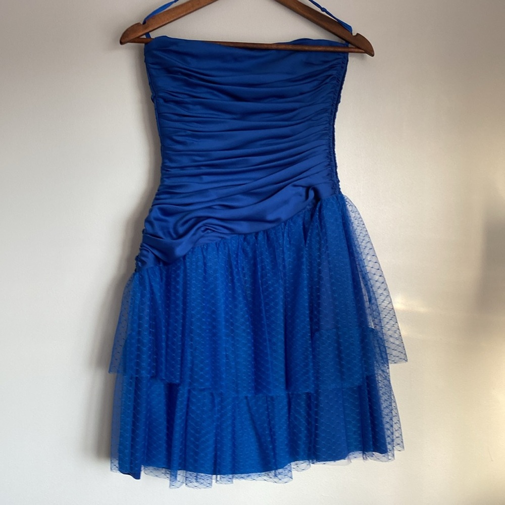 💙🦋Vintage blue prom/formal mini dress handmade womens/youth/junior size 6. - Picture 2 of 15